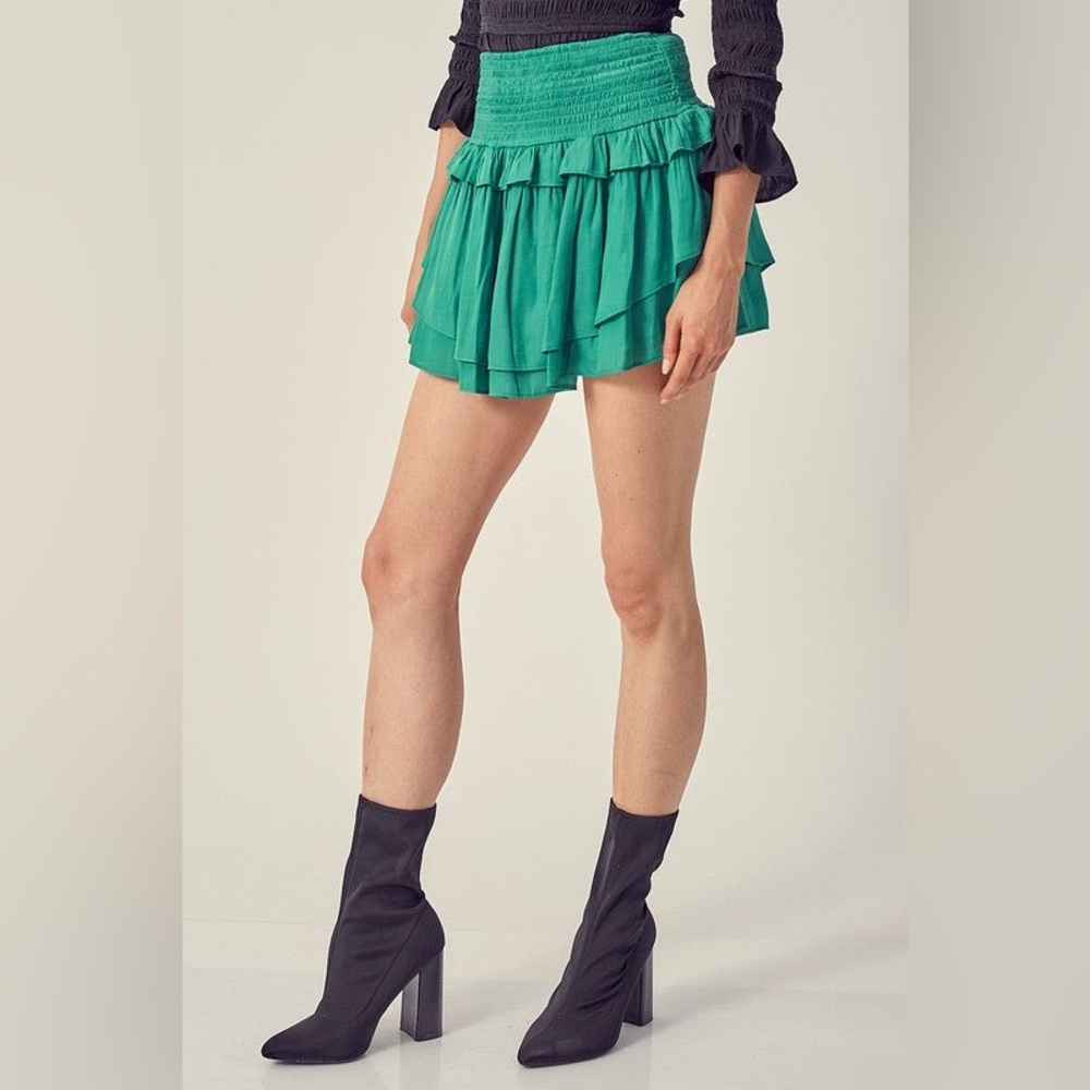 DO+BE Vibrant Green Ruffled Skirt